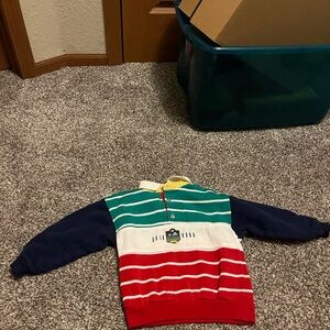Vintage Rugby Style Sweater Size 5 Mountain Challenge 90s Y2K Colorblock Stripe